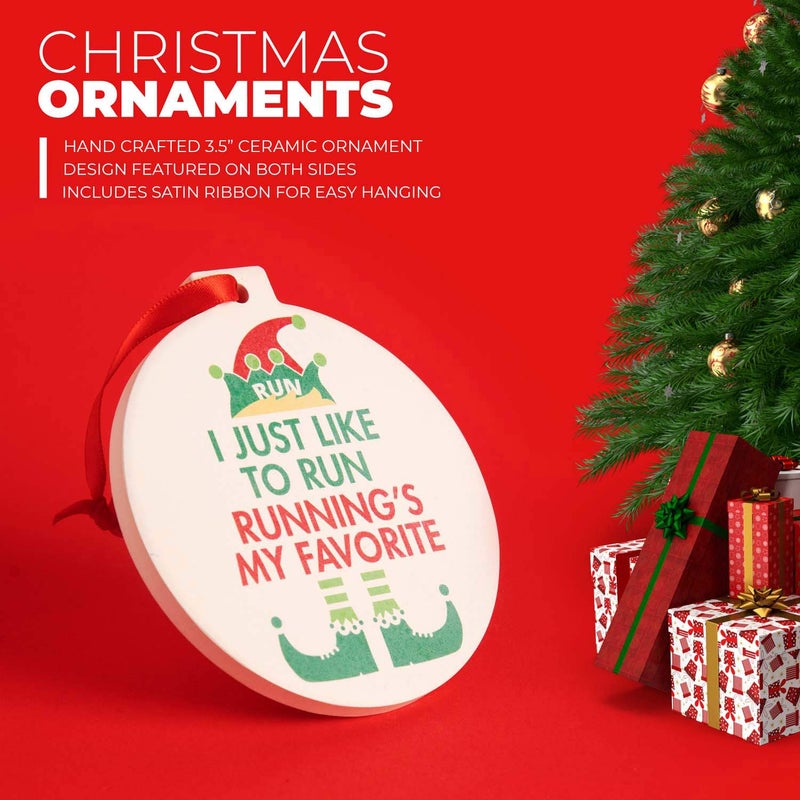 Gone for a Run Running Round Ceramic Ornament | Running's My Favorite - Image 3